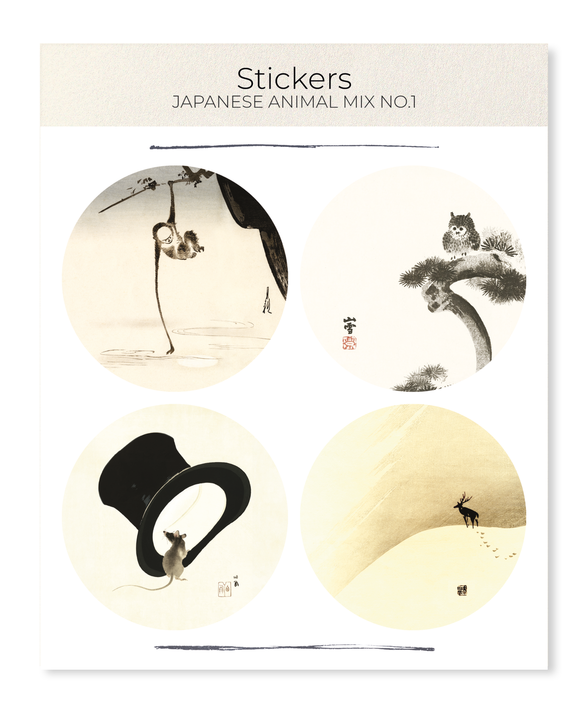 Ezen Designs - JAPANESE ANIMAL MIX NO.1 - Sticker Set