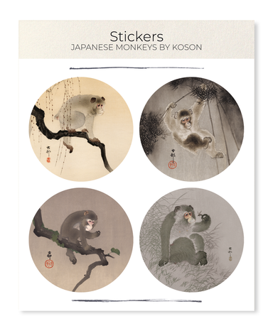 Ezen Designs - Japanese Monkeys by Koson - Sticker Set