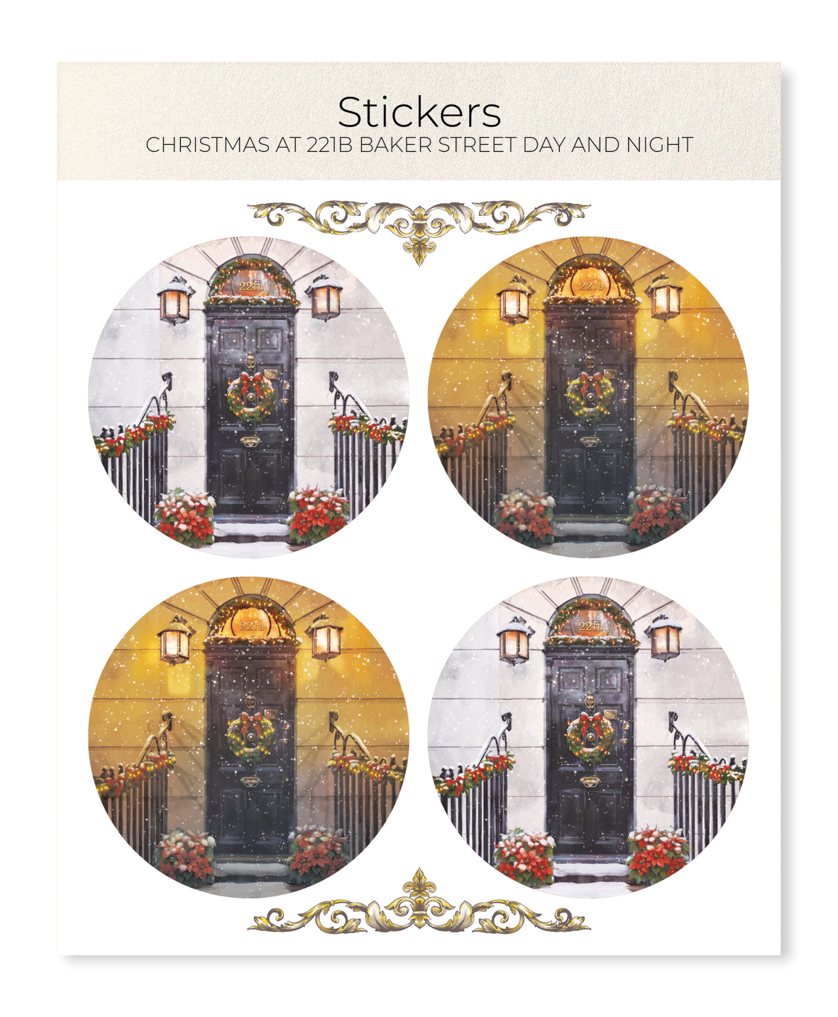 Ezen Designs - Christmas at 221B Baker Street Day and Night - Sticker Set