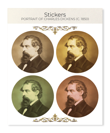 Ezen Designs - Portrait of Charles Dickens (c. 1850) - Sticker Set
