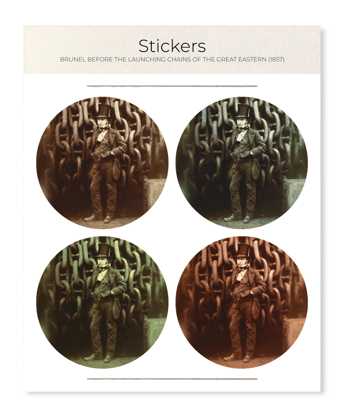 Ezen Designs - Brunel before the Launching Chains of the Great Eastern (1857) - Sticker Set
