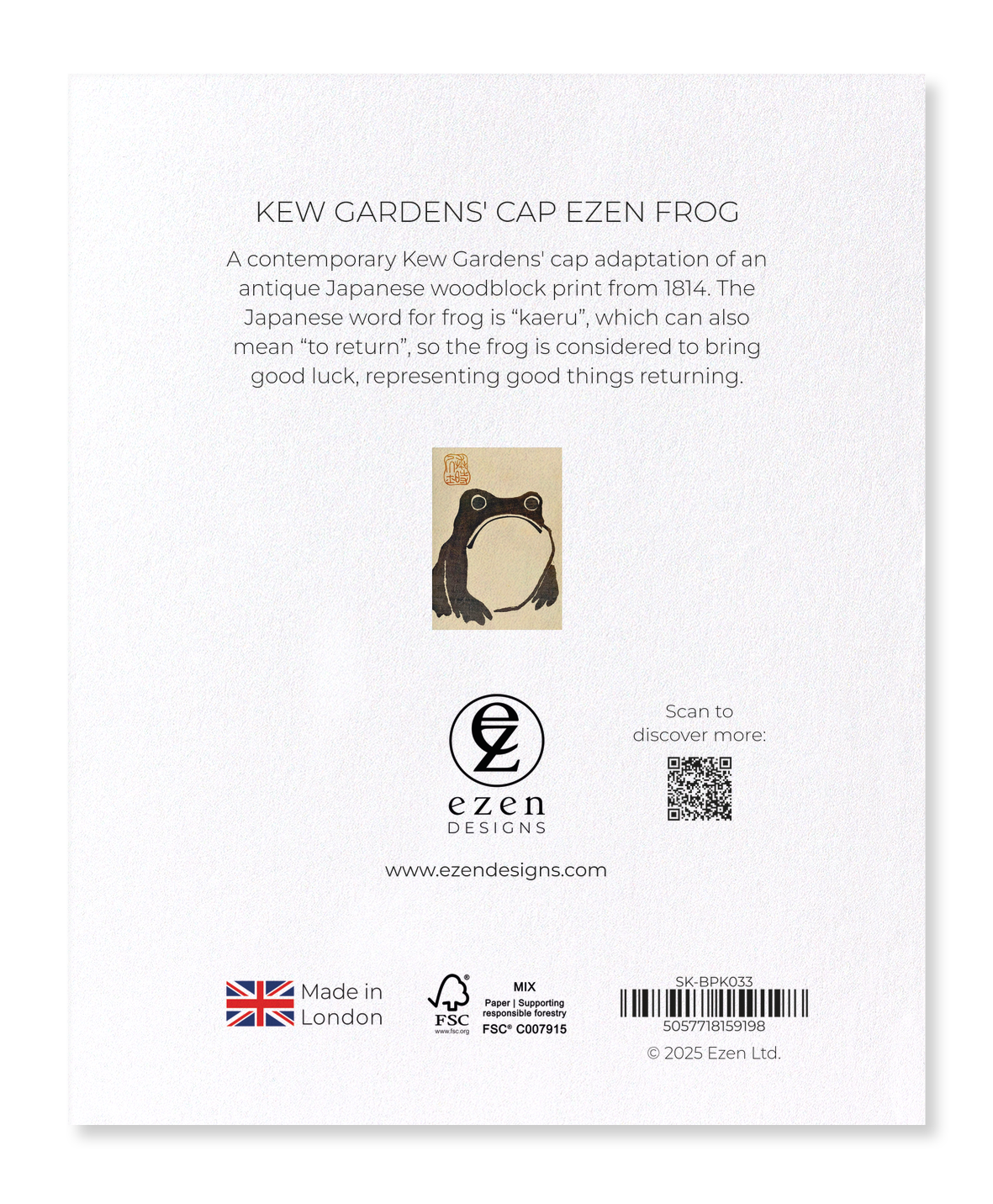 Ezen Designs - KEW GARDENS' CAP EZEN FROG - Sticker Set