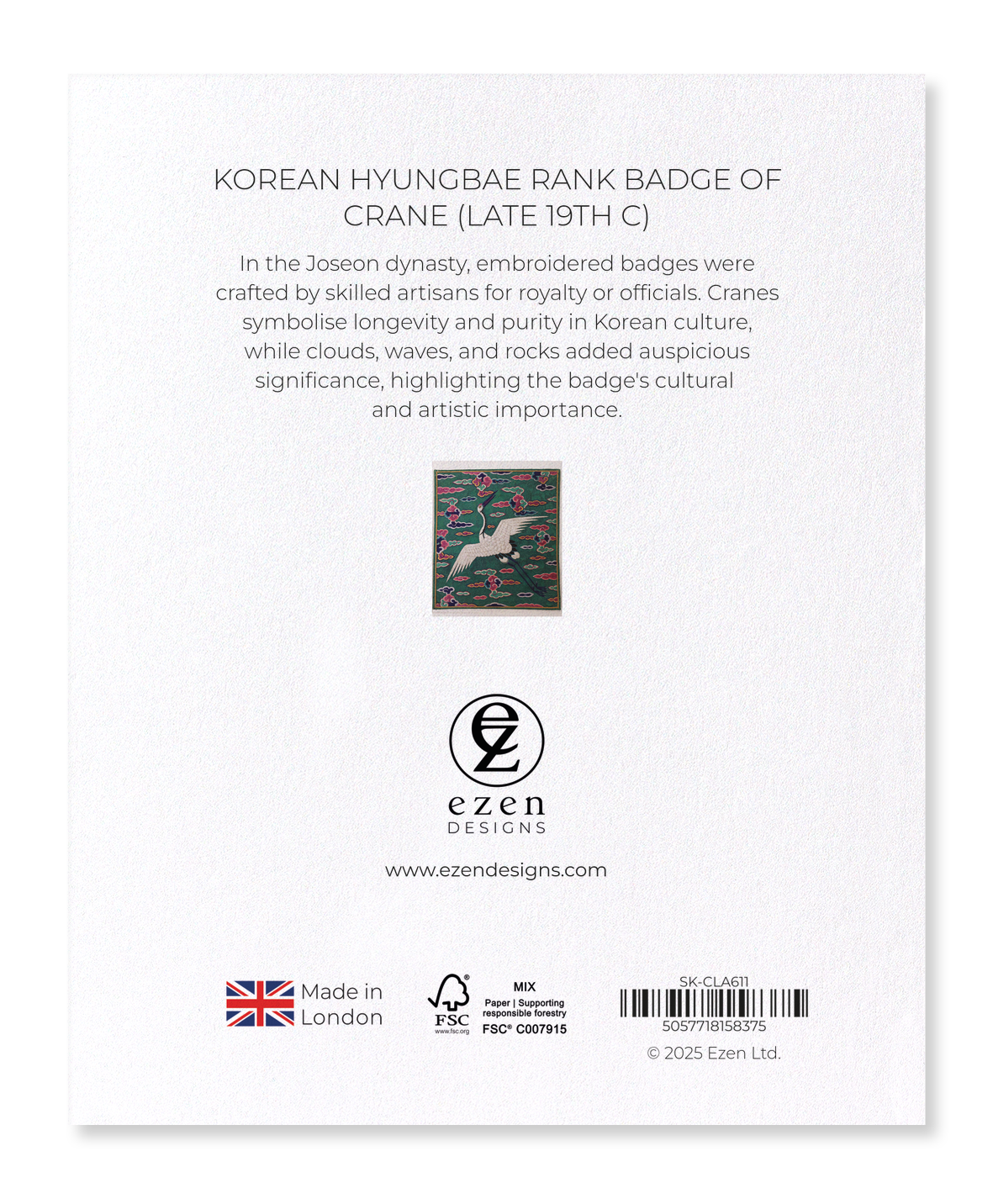 Ezen Designs - Korean Hyungbae Rank Badge of Crane (late 19th C) - Sticker Set