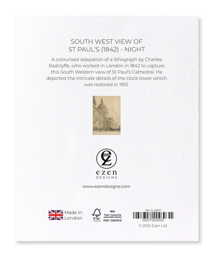 Ezen Designs - South West View of St Paul’s (1842) - Night - Sticker Set