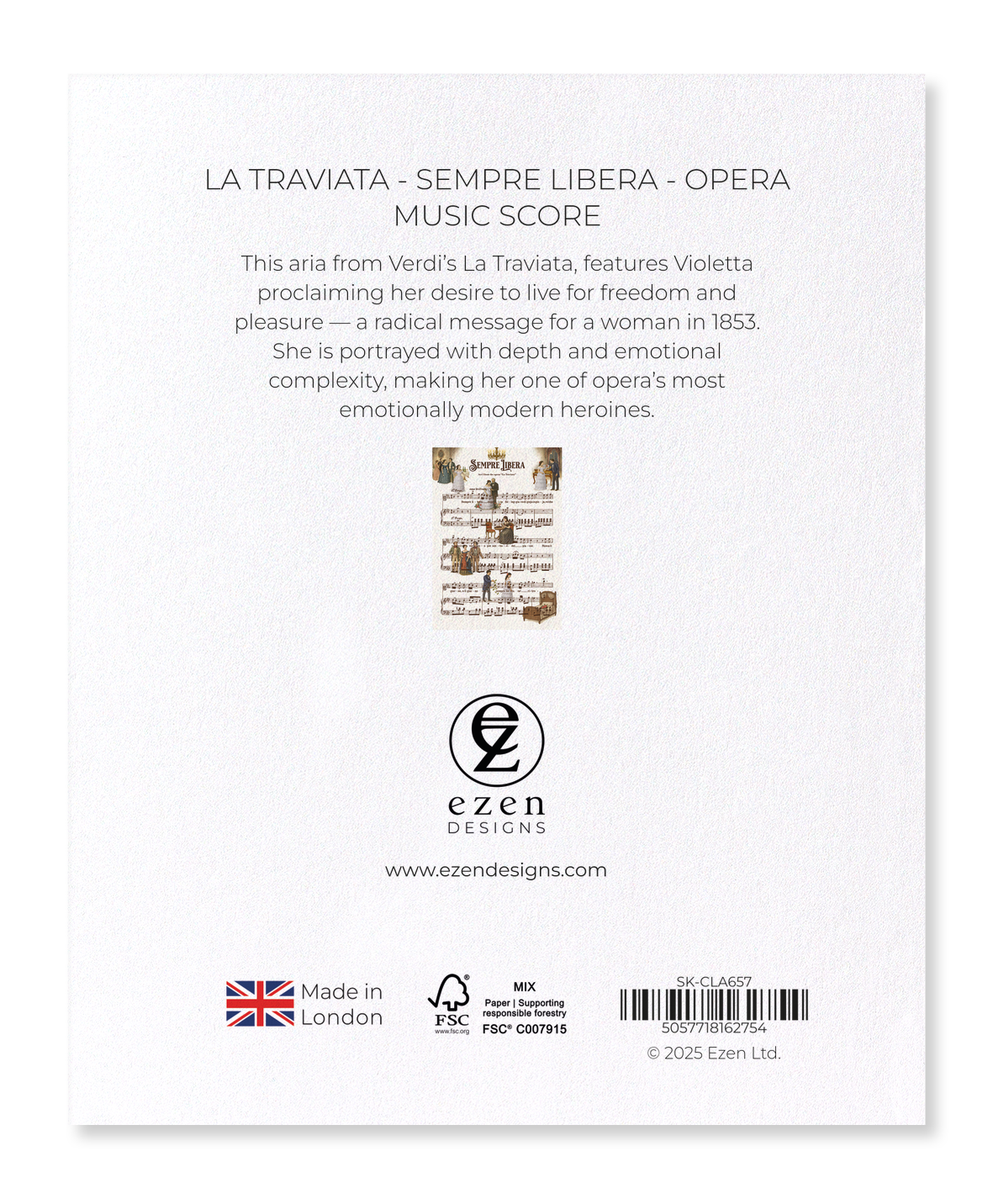 Ezen Designs - La Traviata - Sempre Libera - Opera Music Score - Sticker Set