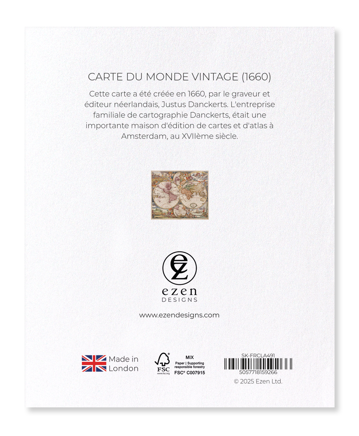 Ezen Designs - Carte du Monde Vintage (1660) - Sticker Set
