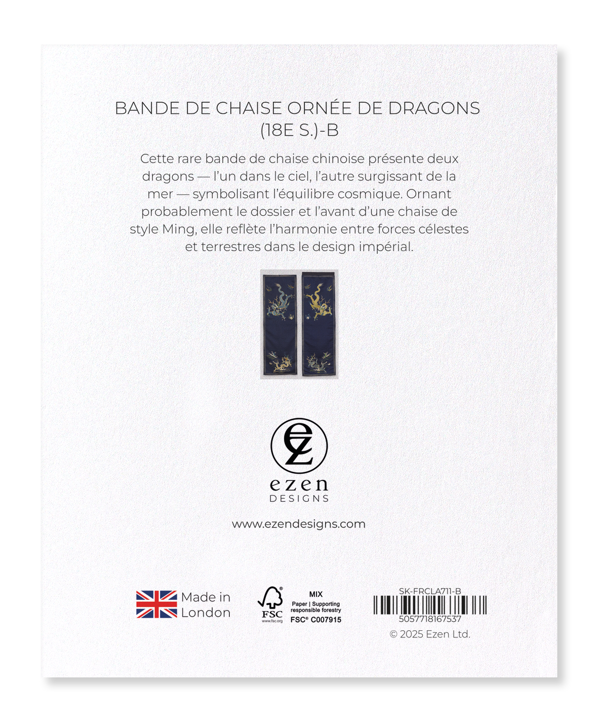 Ezen Designs - Bande de chaise ornée de dragons (18e s.)-B - Sticker Set