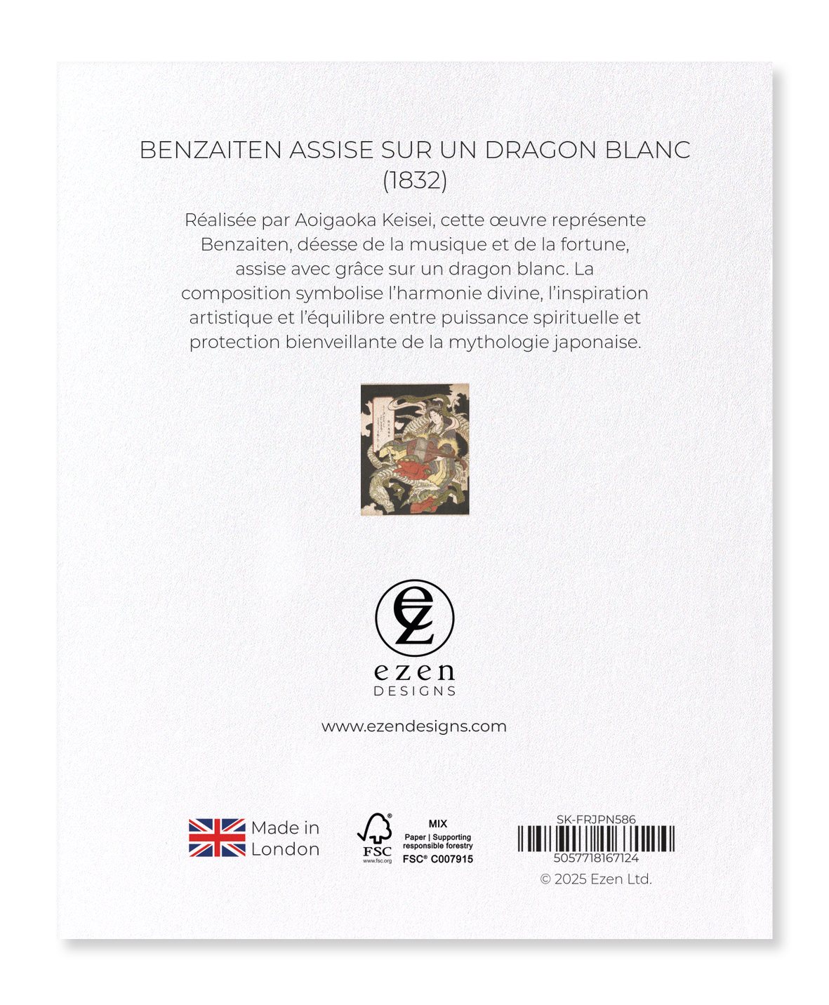 Ezen Designs - Benzaiten assise sur un dragon blanc (1832) - Sticker Set