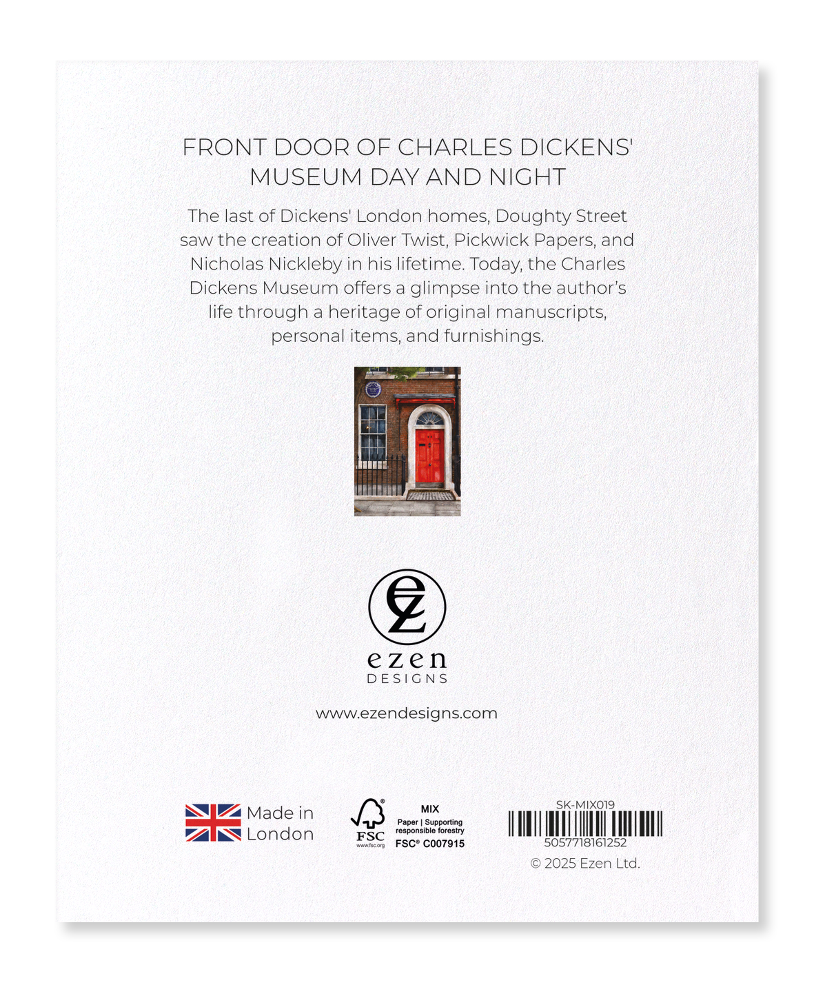 Ezen Designs - Front Door of Charles Dickens' Museum Day and Night - Sticker Set