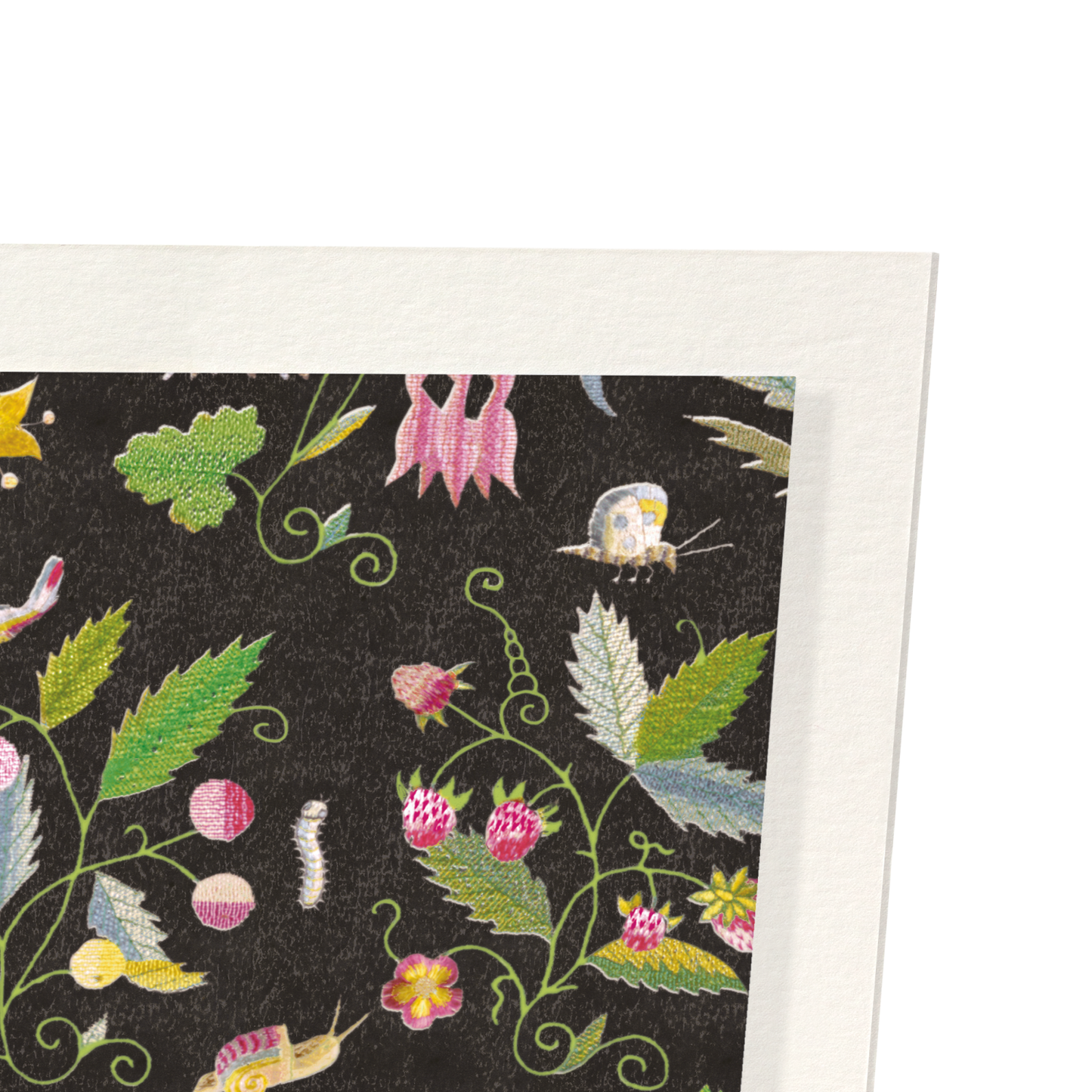 TUDOR EMBROIDERY OF NATURE ON BLACK (17TH C.): Pattern Art Print