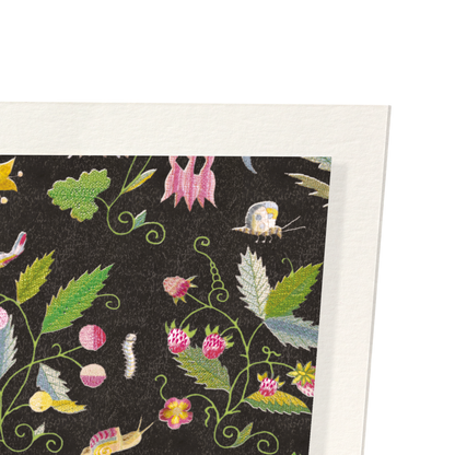 TUDOR EMBROIDERY OF NATURE ON BLACK (17TH C.): Pattern Art Print