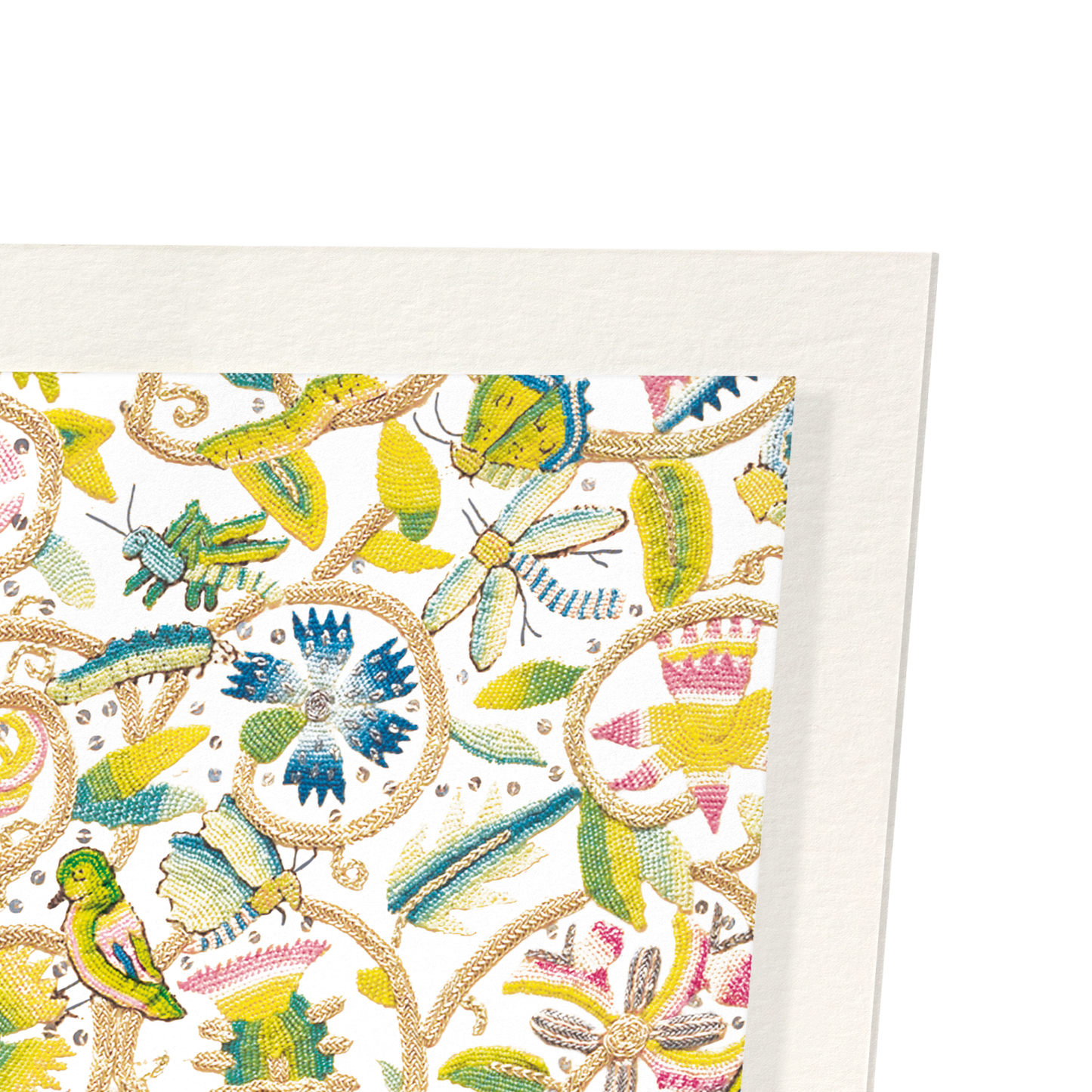 TUDOR COIF EMBROIDERY ON WHITE (17TH C.): Pattern Art Print