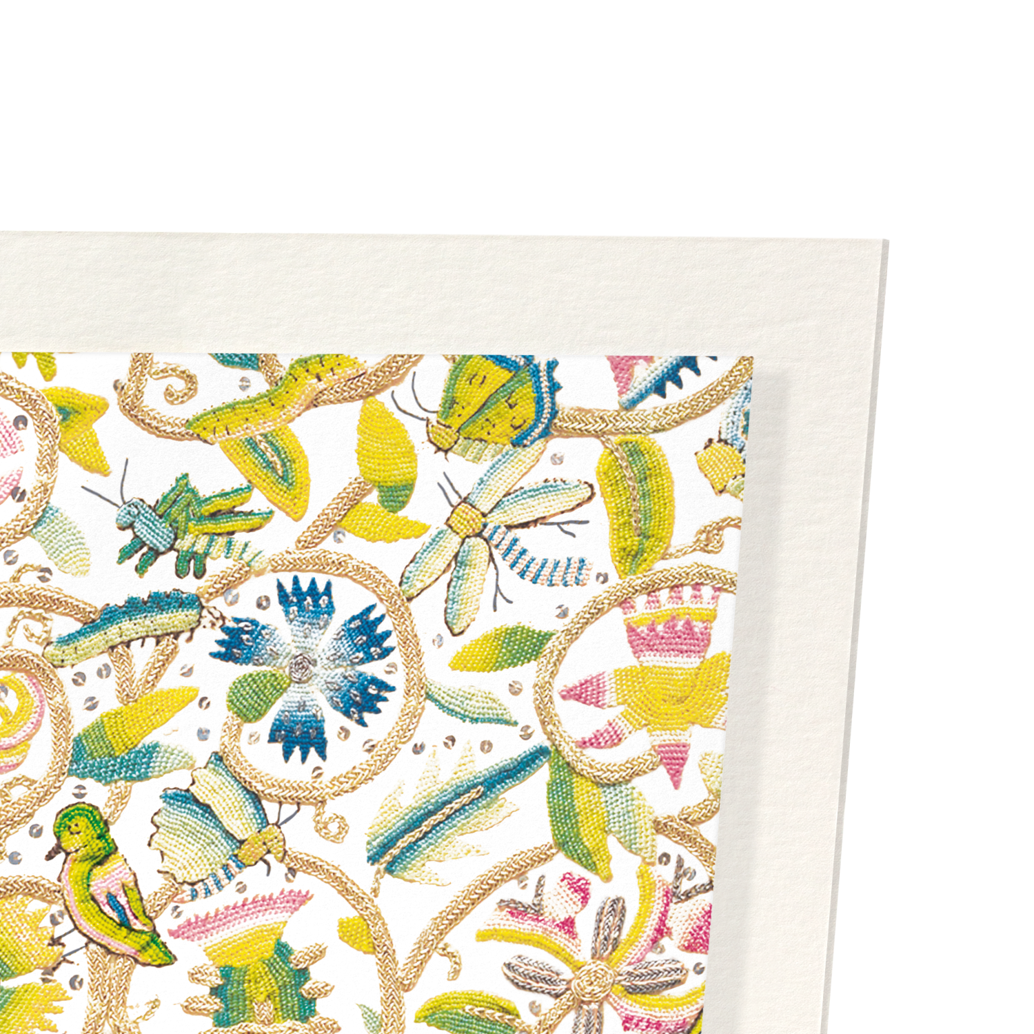 TUDOR COIF EMBROIDERY ON WHITE (17TH C.): Pattern Art Print