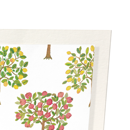 POMEGRANATE AND LEMON TREES ON WHITE (16TH C.): Pattern Art Print