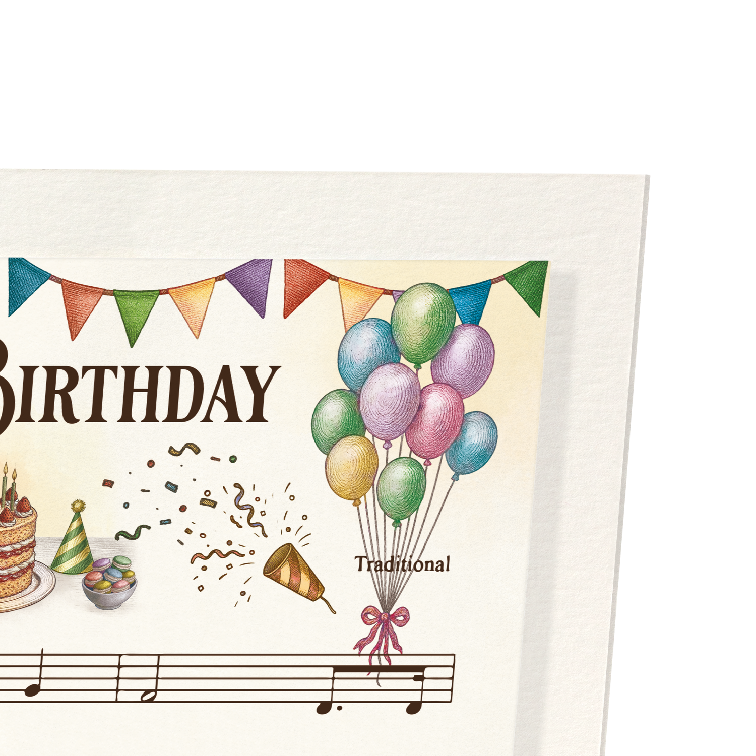 BIRTHDAY MUSIC SCORE: Victorian Art Print