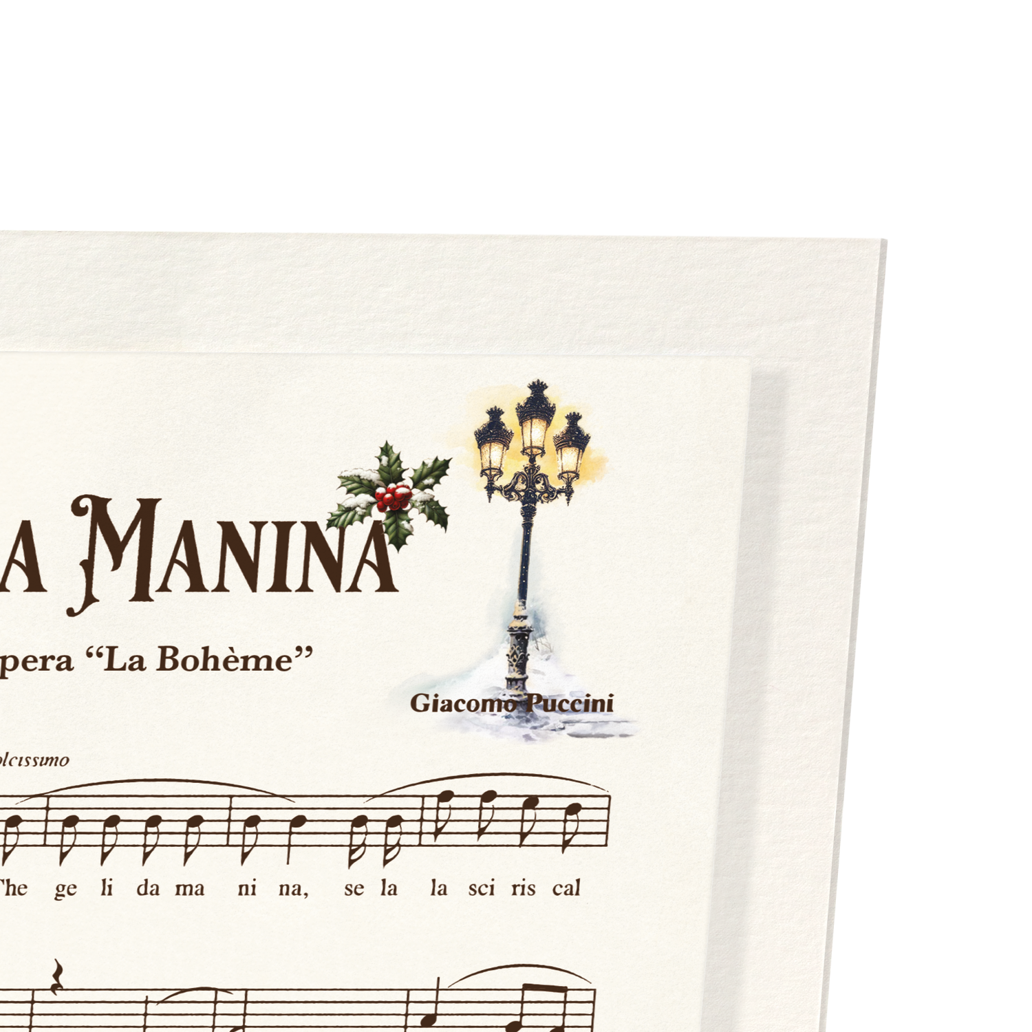 LA BOHEME - CHE GELIDA MANINA - OPERA MUSIC SCORE: Victorian Art Print