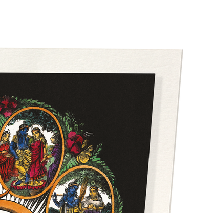 RADHA ET KRISHNA INSCRITS DANS UN "OM": Painting Art Print