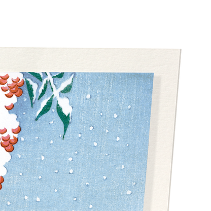SPARROWS ON NANDINA: Japanese Art Print