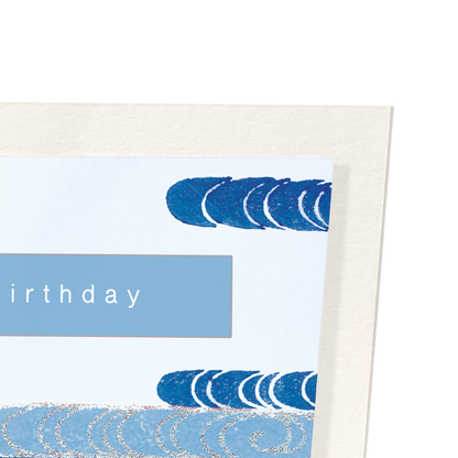 BLUE WAVES OF BIRTHDAY WISHES: Japanese Art Print
