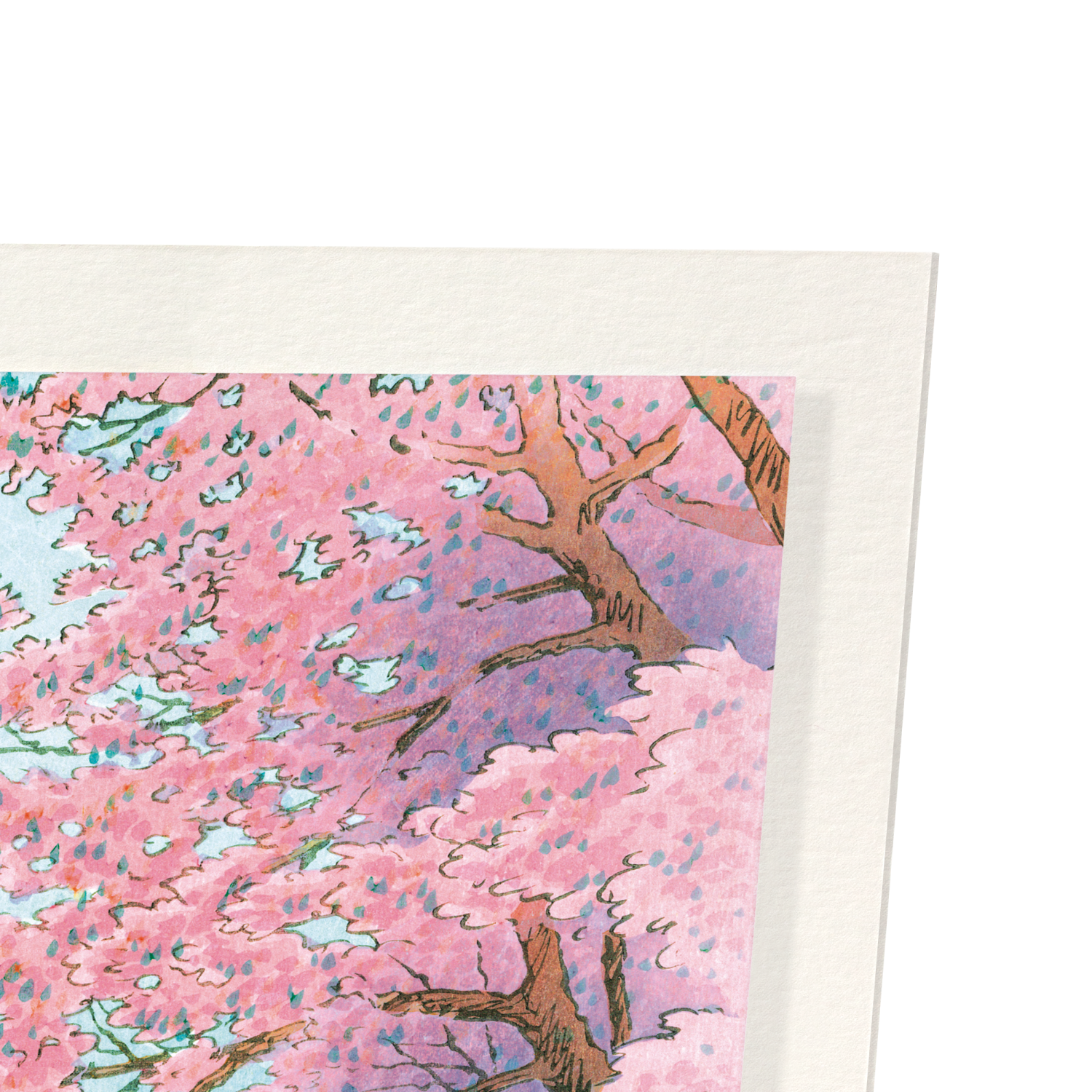 CASTLE AND CHERRY BLOSSOMS: Japanese Art Print
