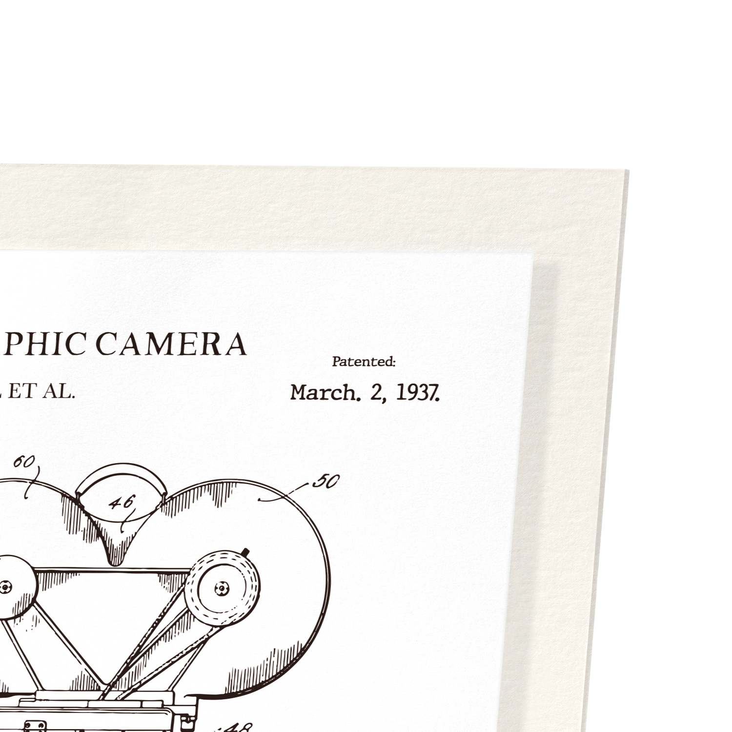 PATENT OF CINEMATOGRAPHY CAMERA (1937): Patent Art Print