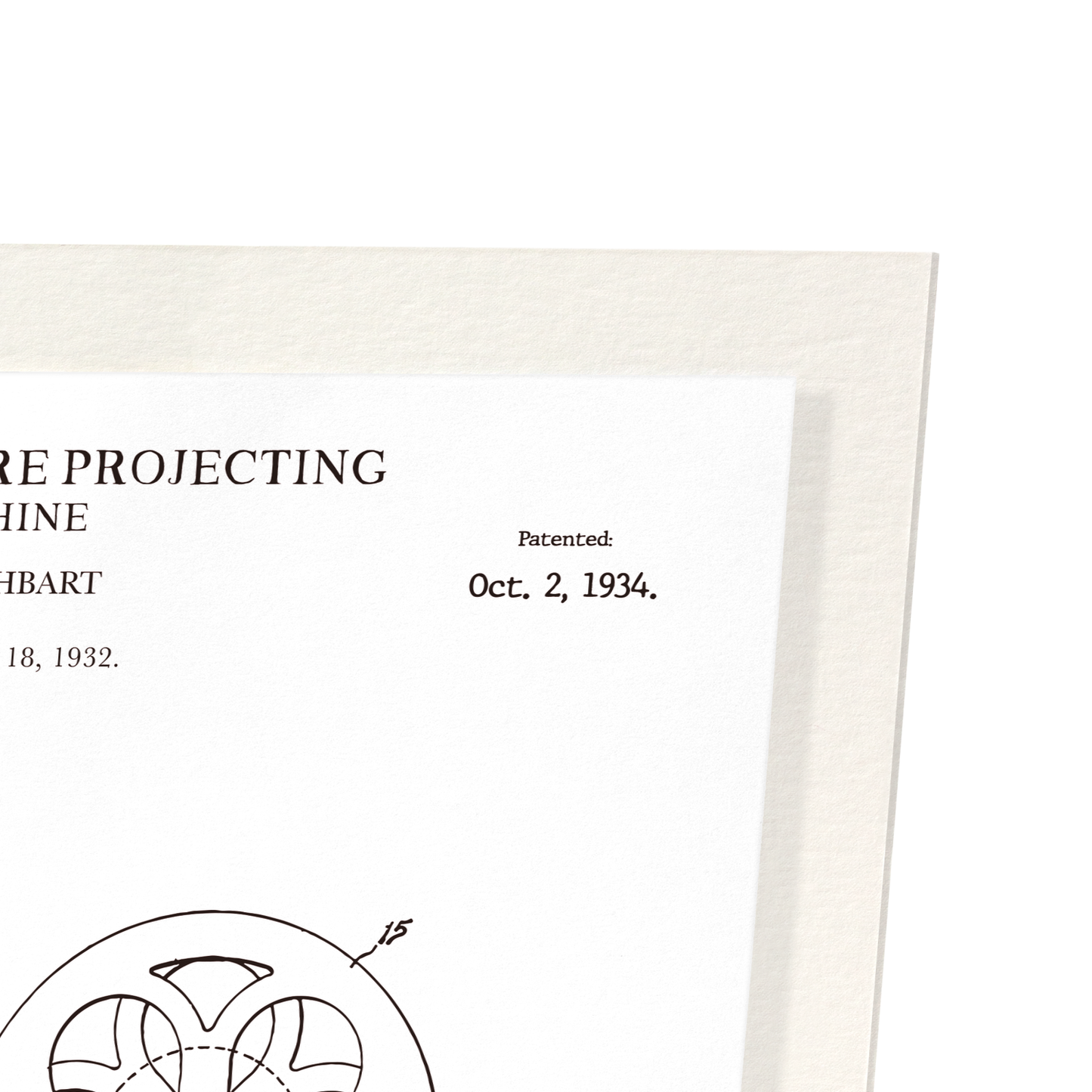 PATENT OF MOTION PICTURE PROJECTING MACHINE (1934): Patent Art Print
