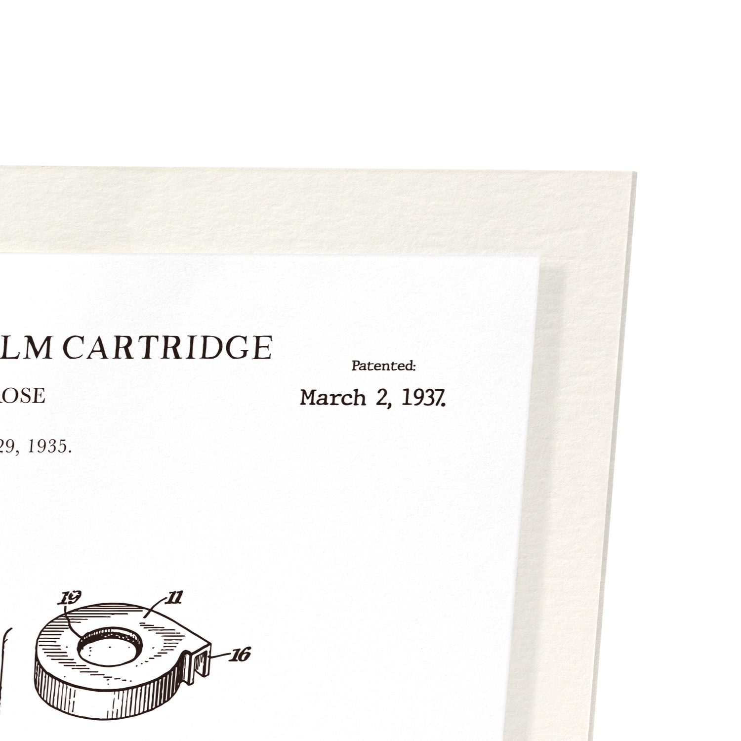 PATENT OF RELOADABLE FILM (1937): Patent Art Print