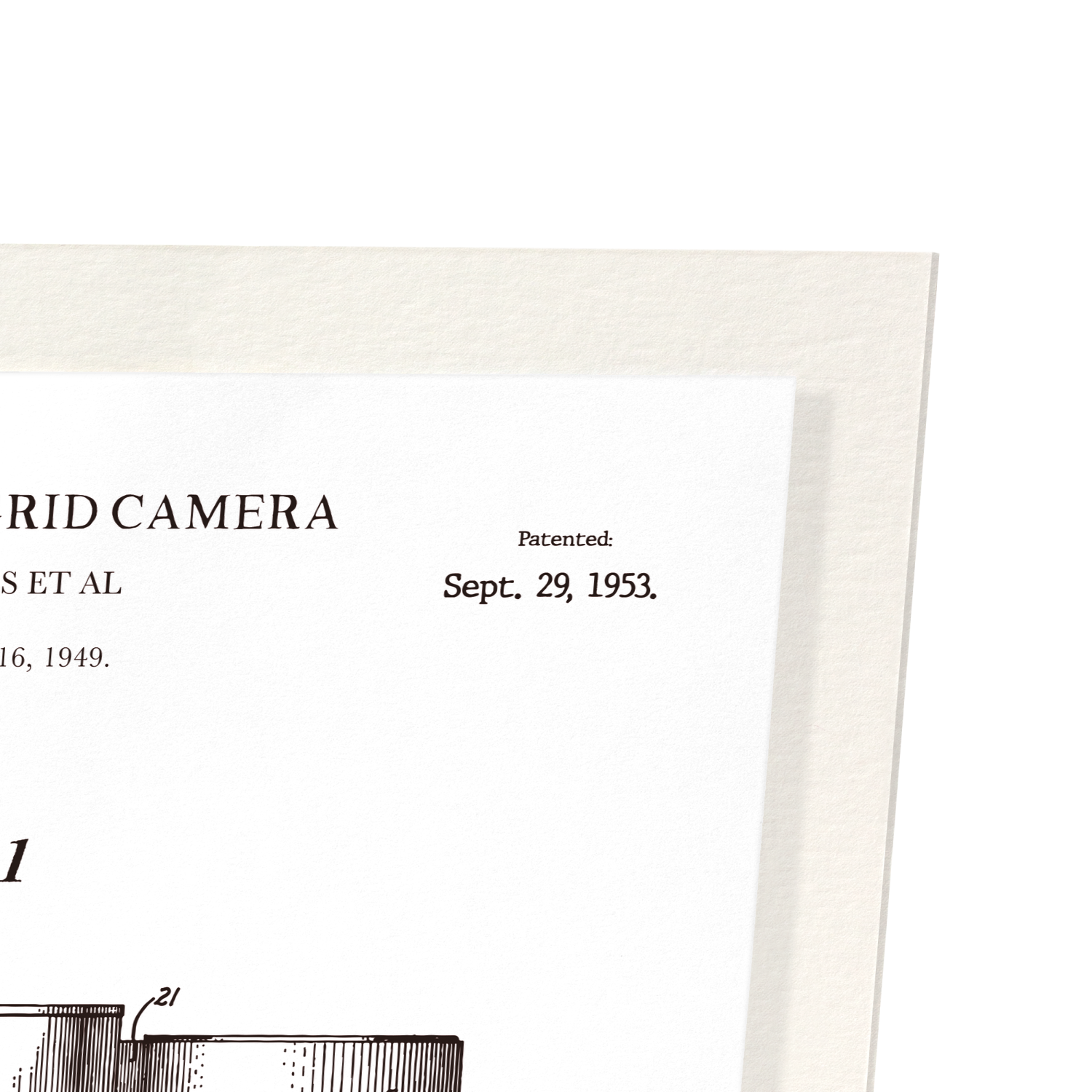 PATENT OF HIGH-SPEED GRID CAMERA (1953): Patent Art Print