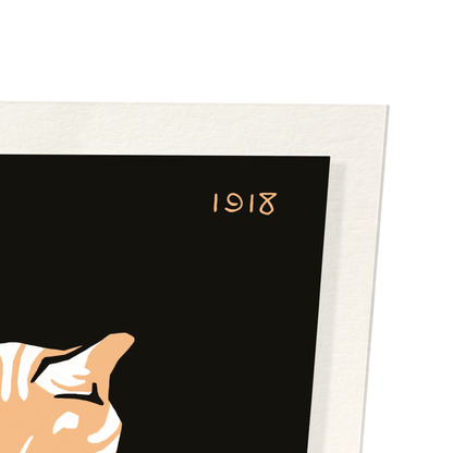 SITTING CAT (1918): Vintage Art Print