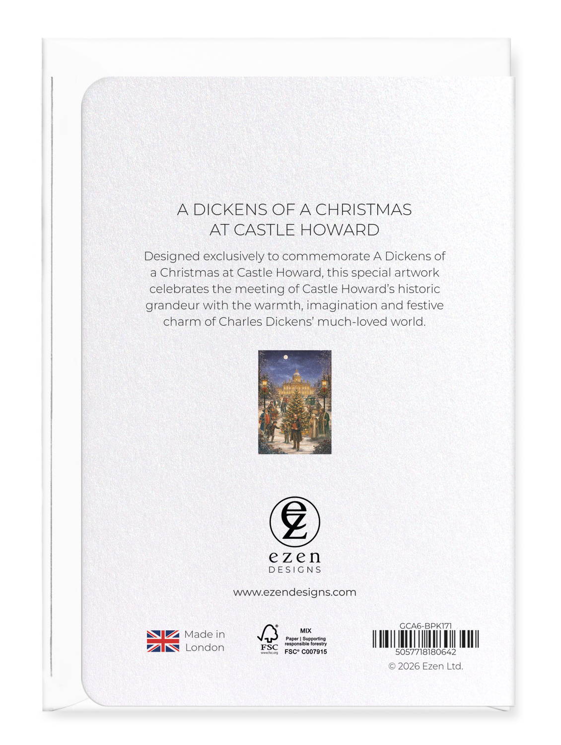 Ezen - A Dickens of a Christmas at Castle Howard - Greeting Card - Back