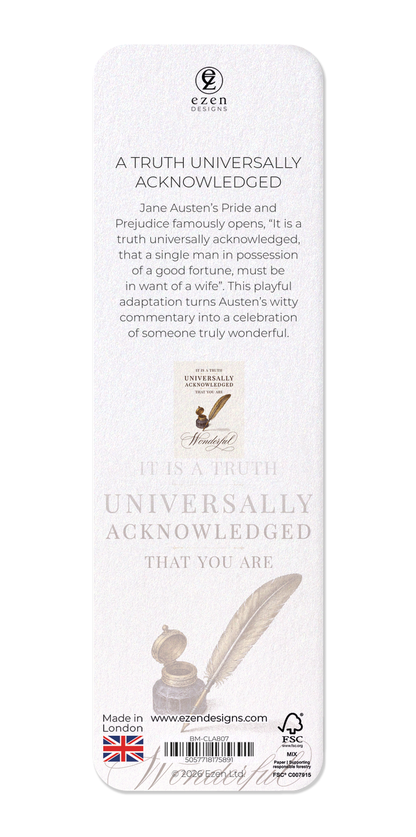 Ezen - A Truth Universally Acknowledged - Bookmark - Back