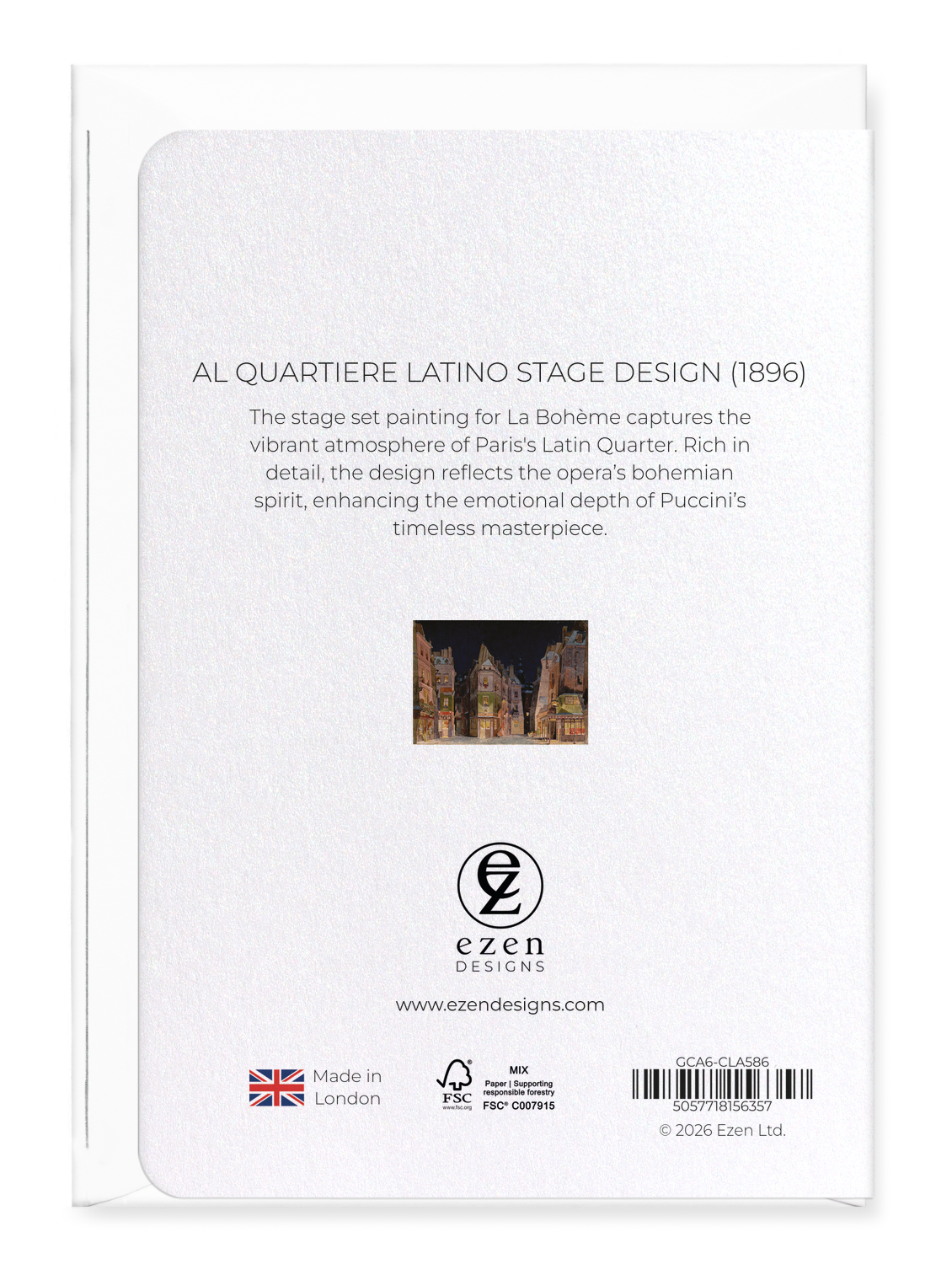 Ezen - Al Quartiere Latino Stage Design (1896) - Greeting Card - Back