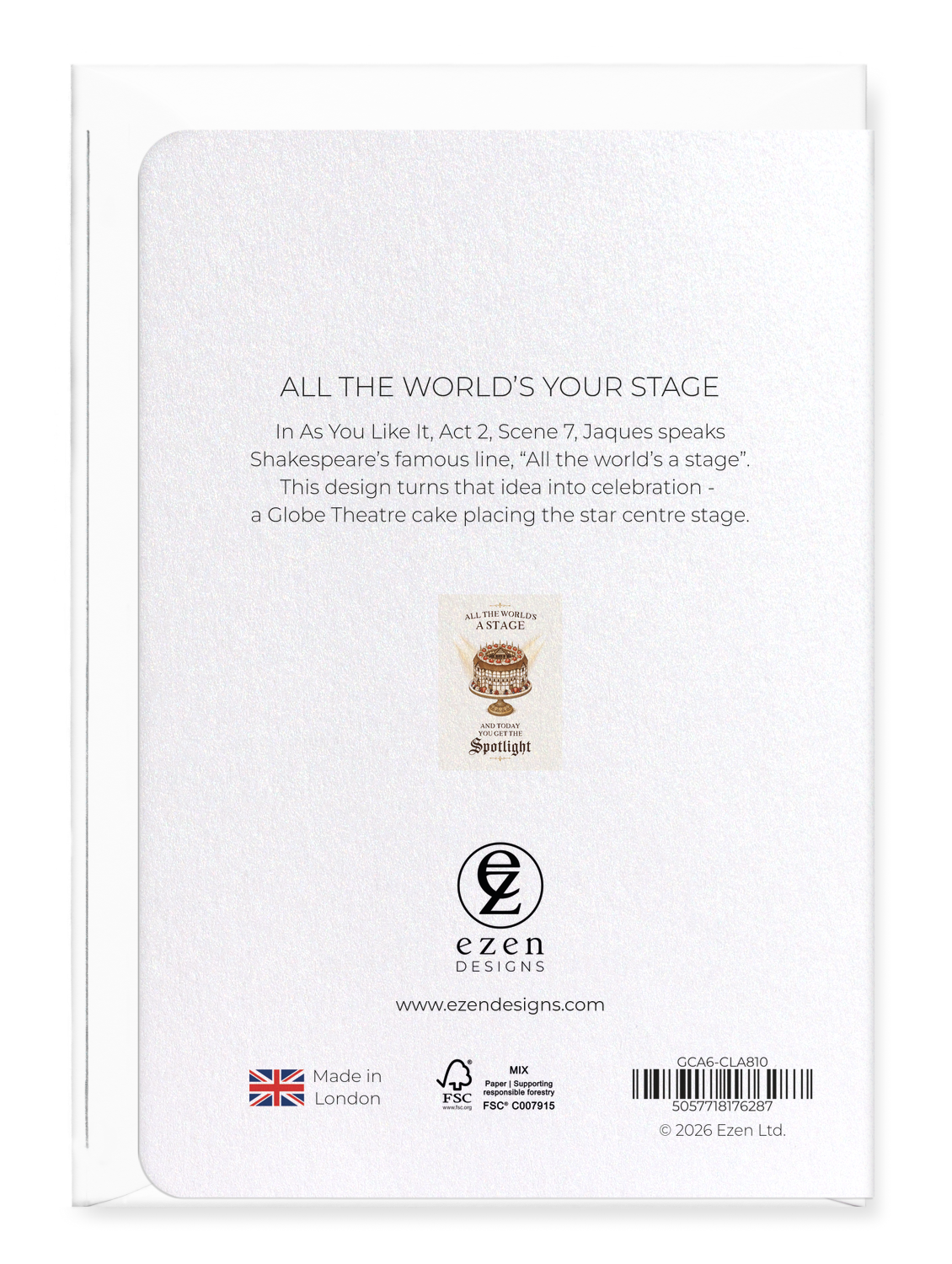 Ezen - All the World’s Your Stage - Greeting Card - Back