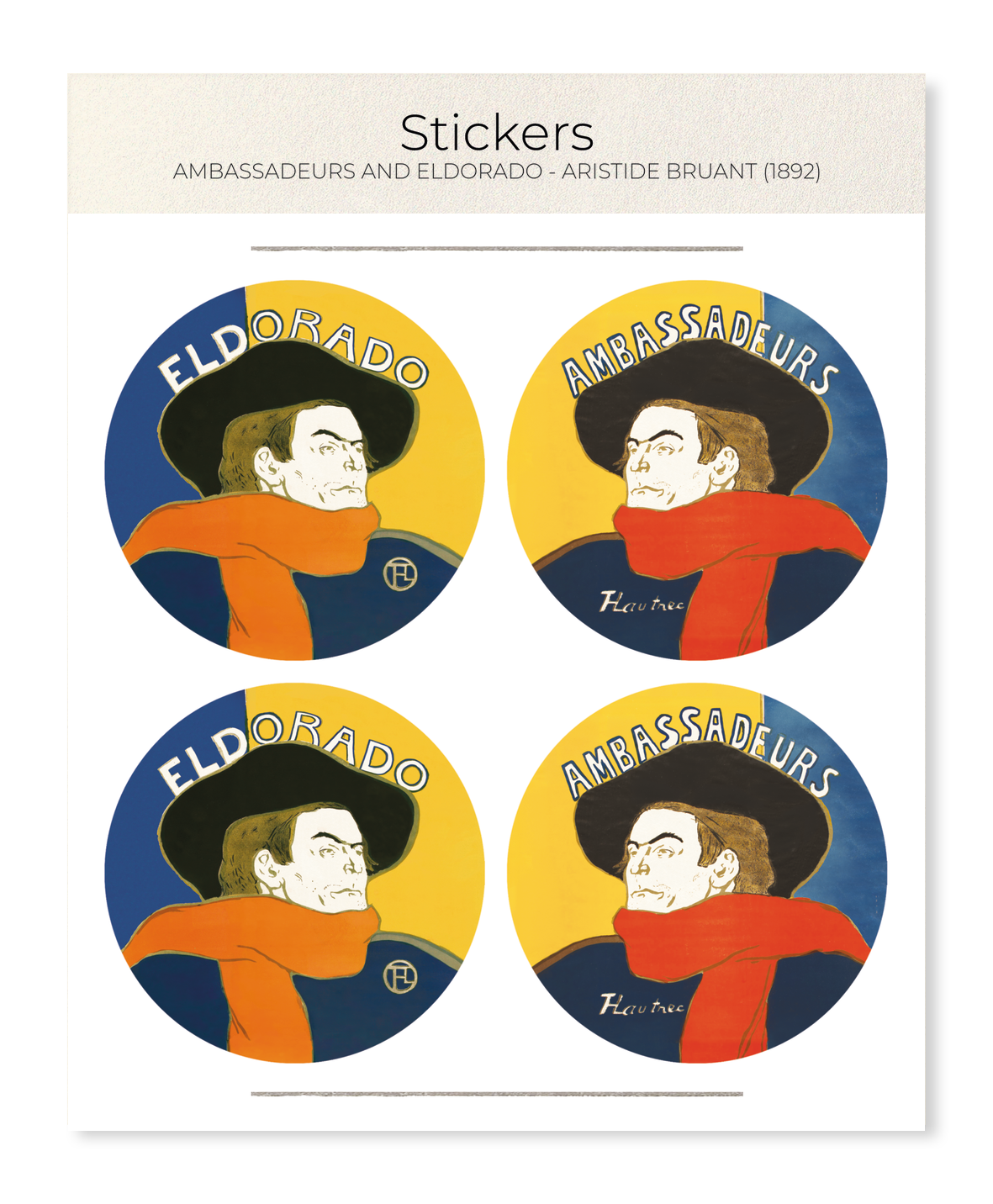 Ezen - Ambassadeurs and Eldorado - Aristide Bruant (1892) - Sticker Set