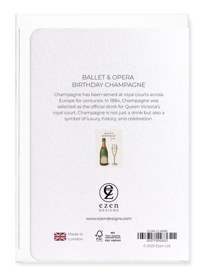 Ezen - Ballet & Opera Birthday Champagne - Greeting Card - Back