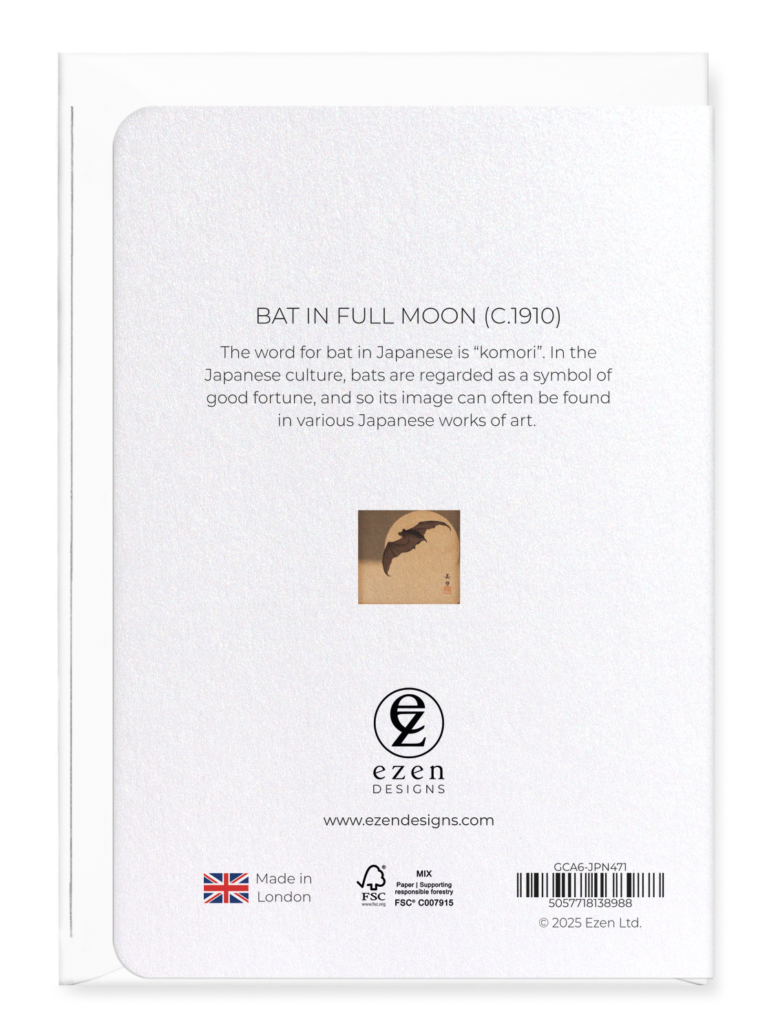 Ezen - Bat in Full Moon (c.1910) - Greeting Card - Back