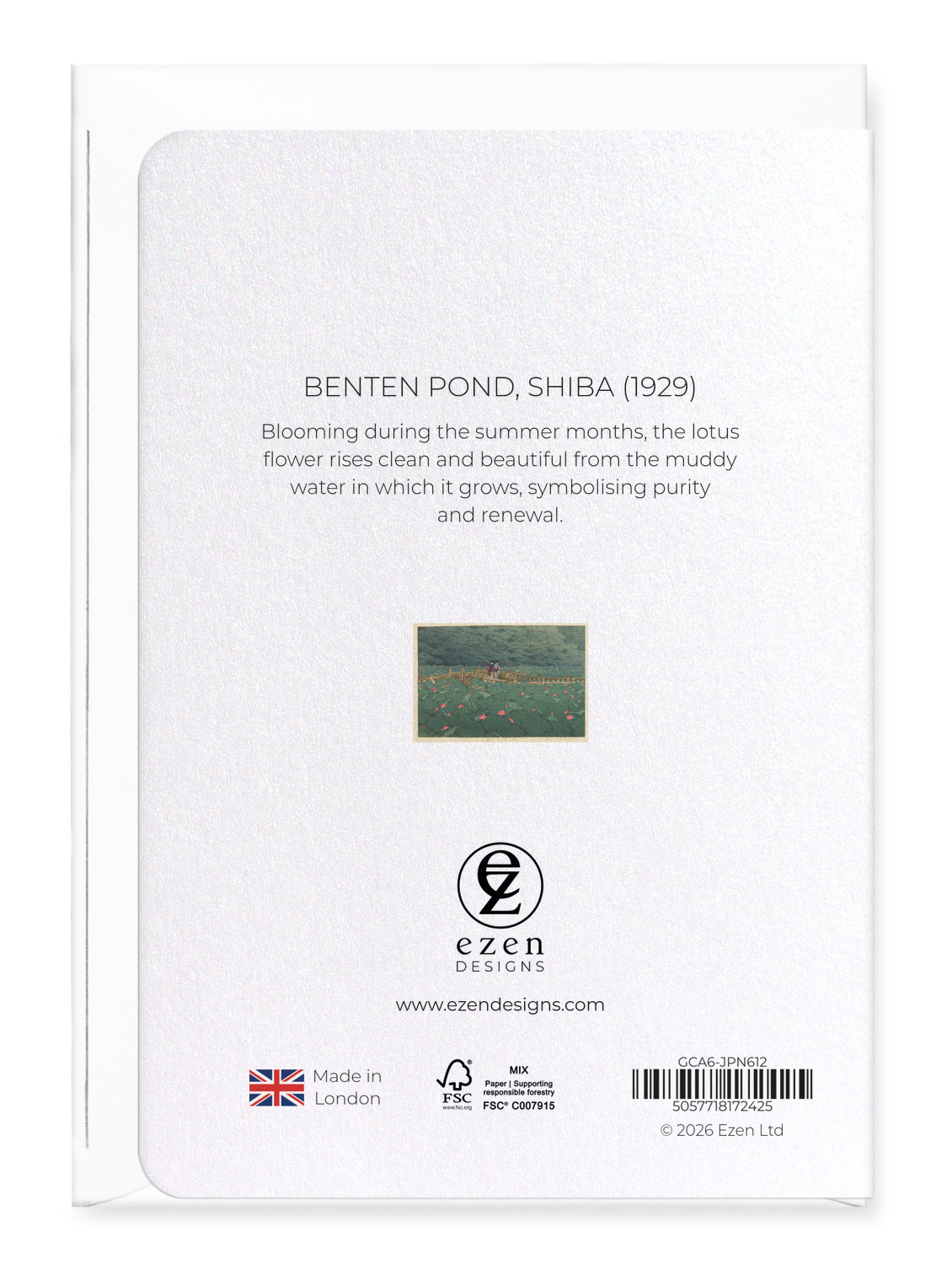 Ezen - Benten Pond, Shiba (1929) - Greeting Card - Back