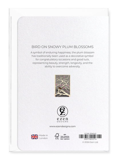 Ezen - Bird on Snowy plum blossoms - Greeting Card - Back