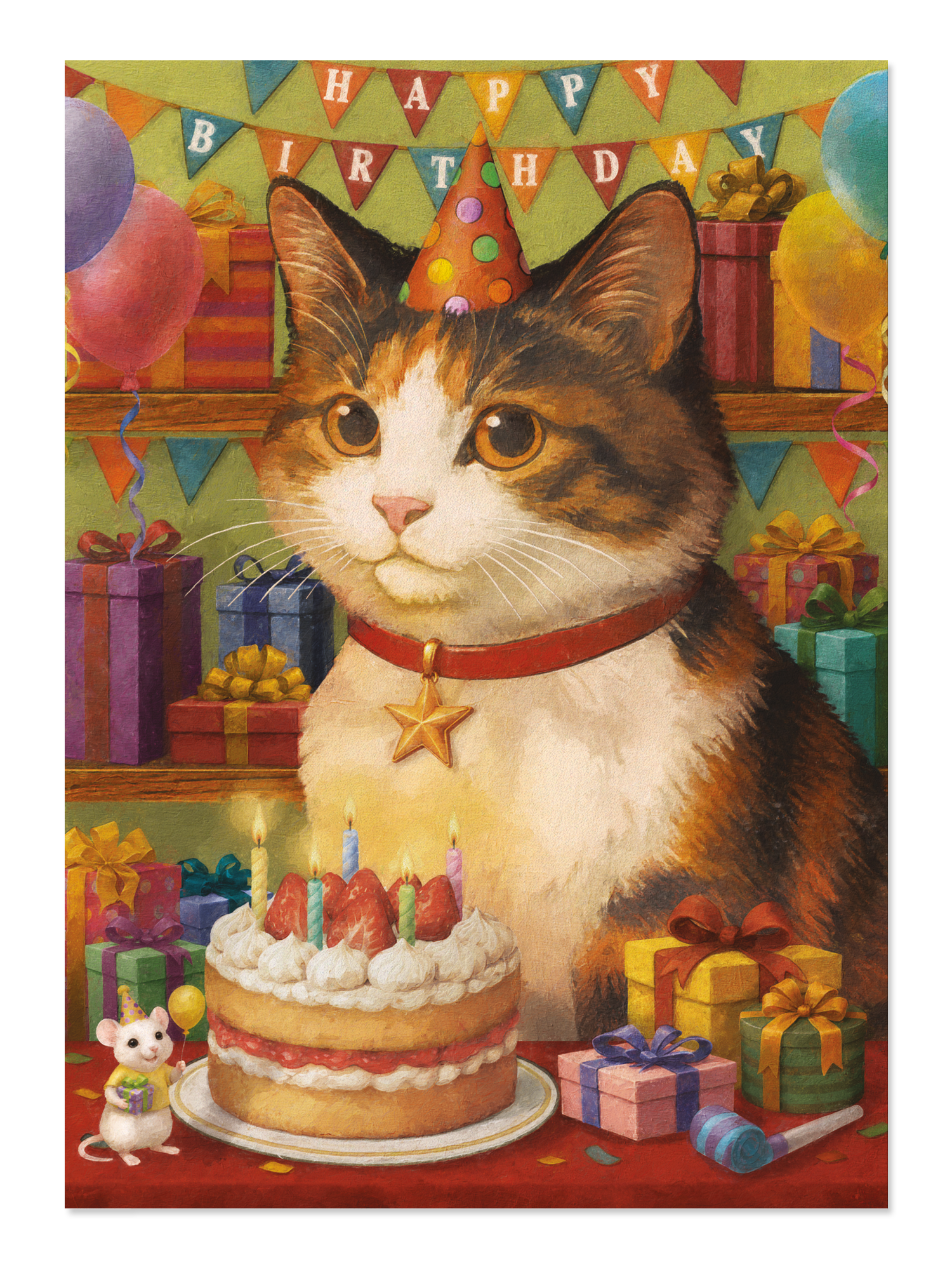 Ezen - Birthday Classic Cat - Postcard - Front