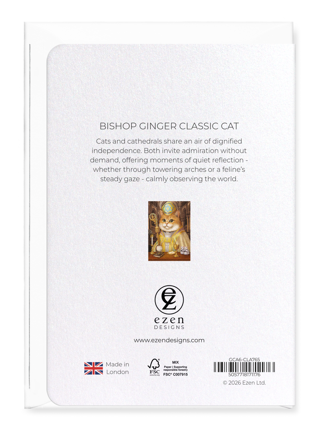 Ezen - Bishop Ginger Classic Cat - Greeting Card - Back