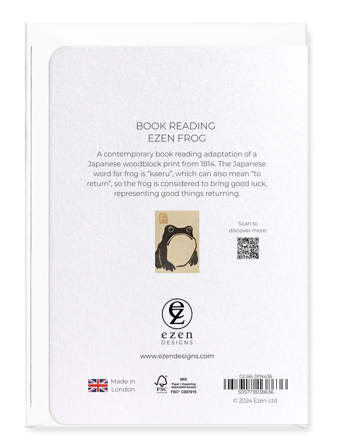 Ezen - Book Reading Ezen Frog - Greeting Card - Back