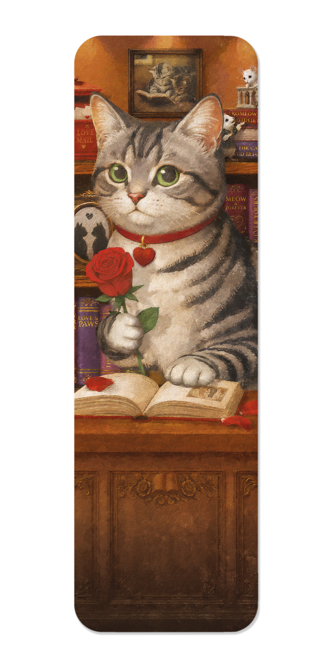 Ezen - Book Reading Romantic Classic Cat - Bookmark - Front