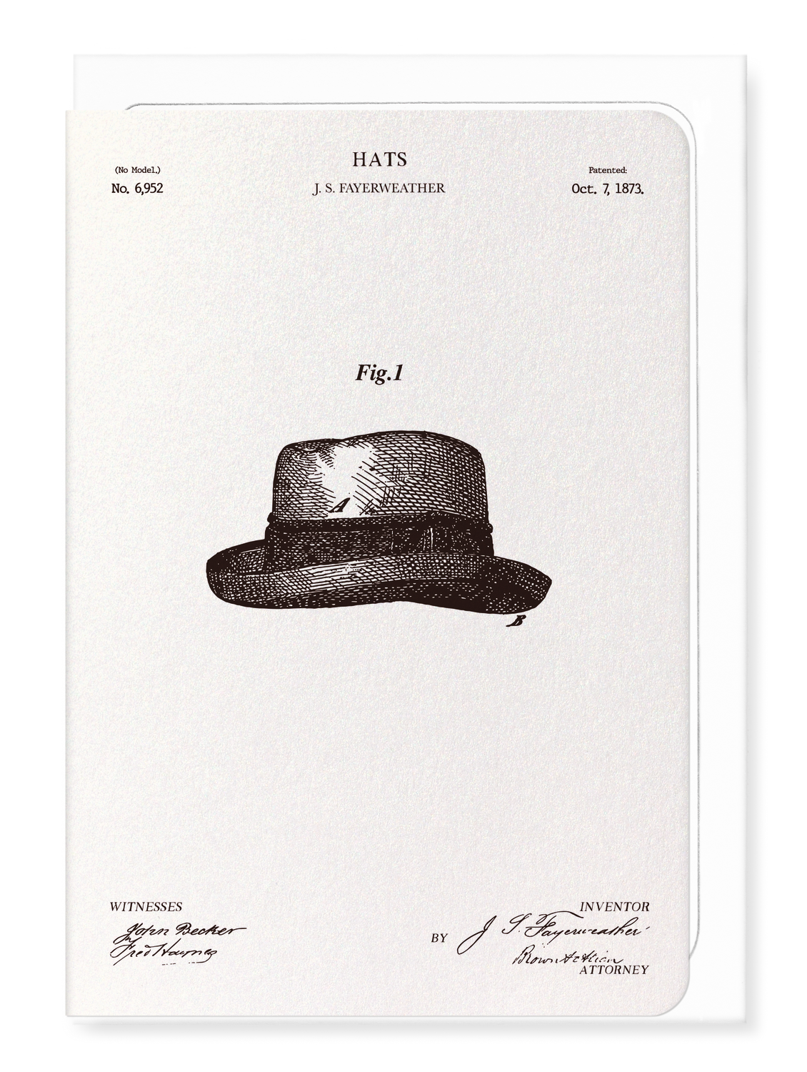 Ezen - BREVET DE CHAPEAUX (1873) - Greeting Card - Front