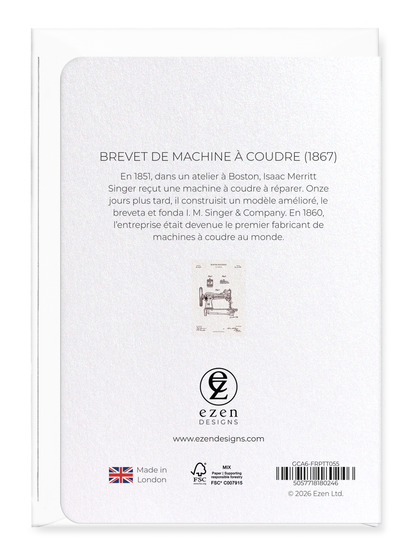 Ezen - BREVET DE MACHINE À COUDRE (1867) - Greeting Card - Back