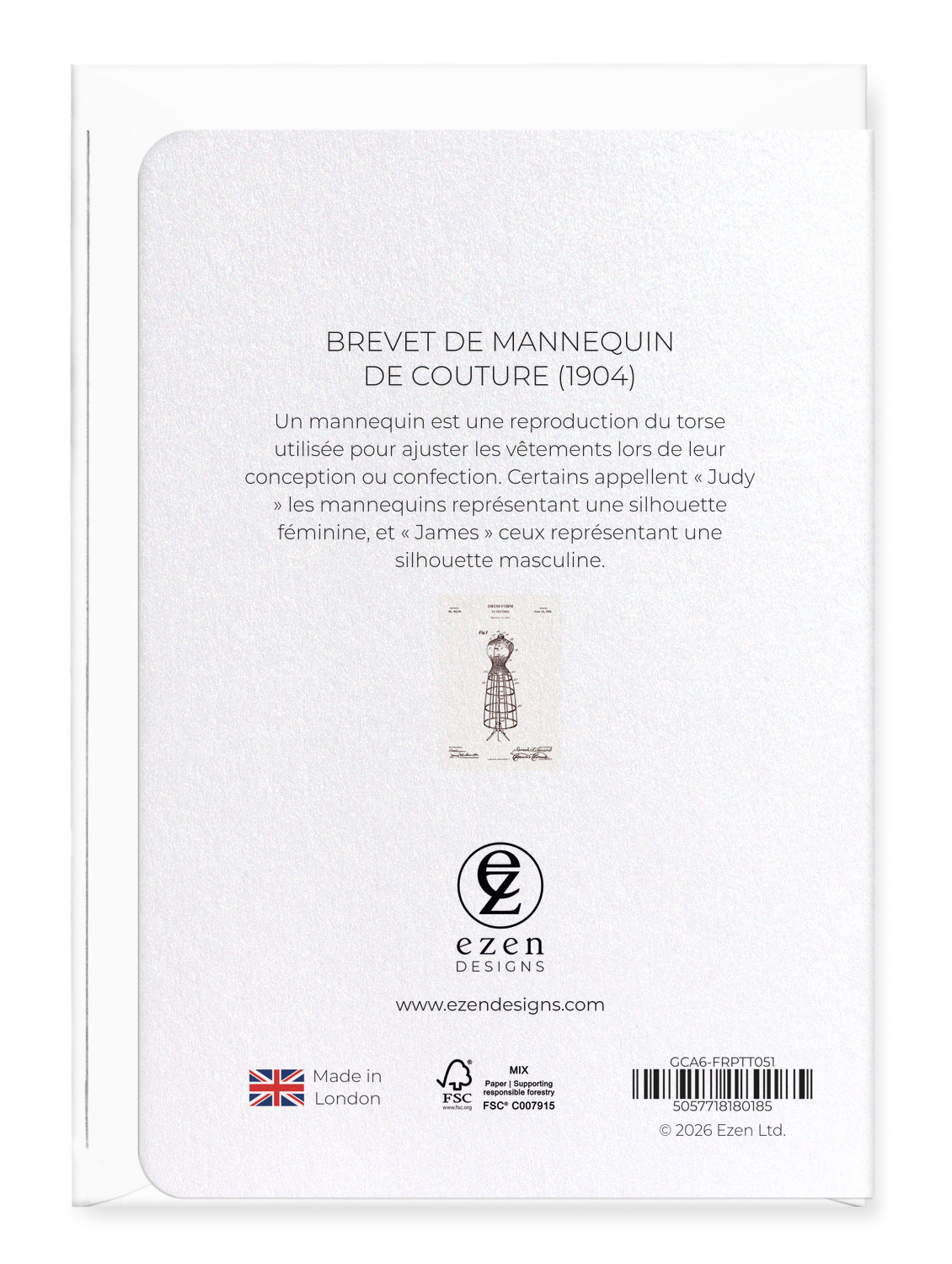 Ezen - BREVET DE MANNEQUIN DE COUTURE (1904) - Greeting Card - Back
