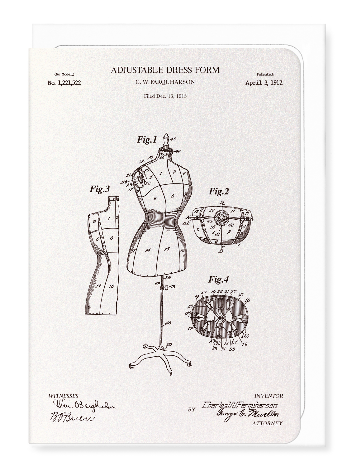 Ezen - BREVET DE MANNEQUIN DE COUTURE RÉGLABLE (1917) - Greeting Card - Front