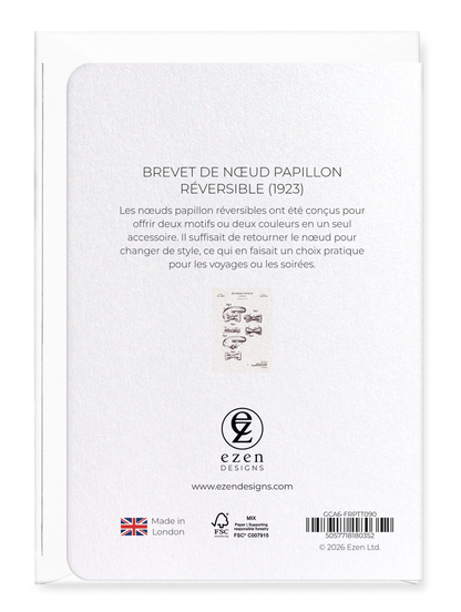 Ezen - BREVET DE NŒUD PAPILLON RÉVERSIBLE (1923) - Greeting Card - Back