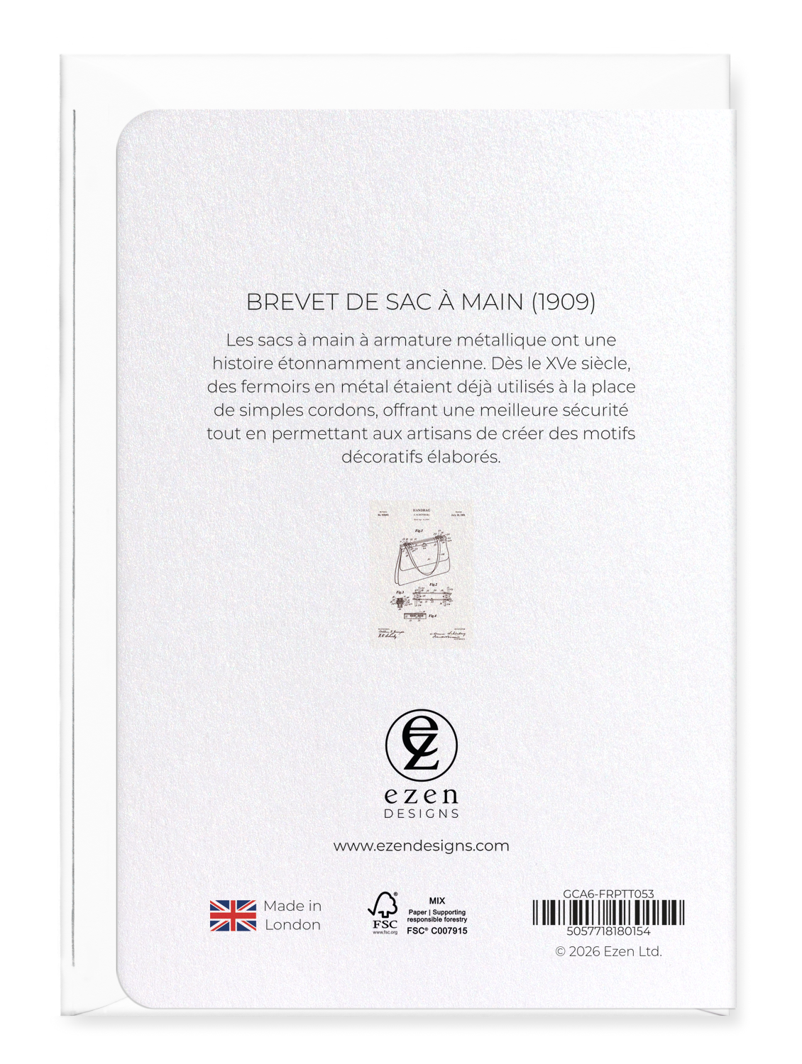 Ezen - BREVET DE SAC À MAIN (1909) - Greeting Card - Back
