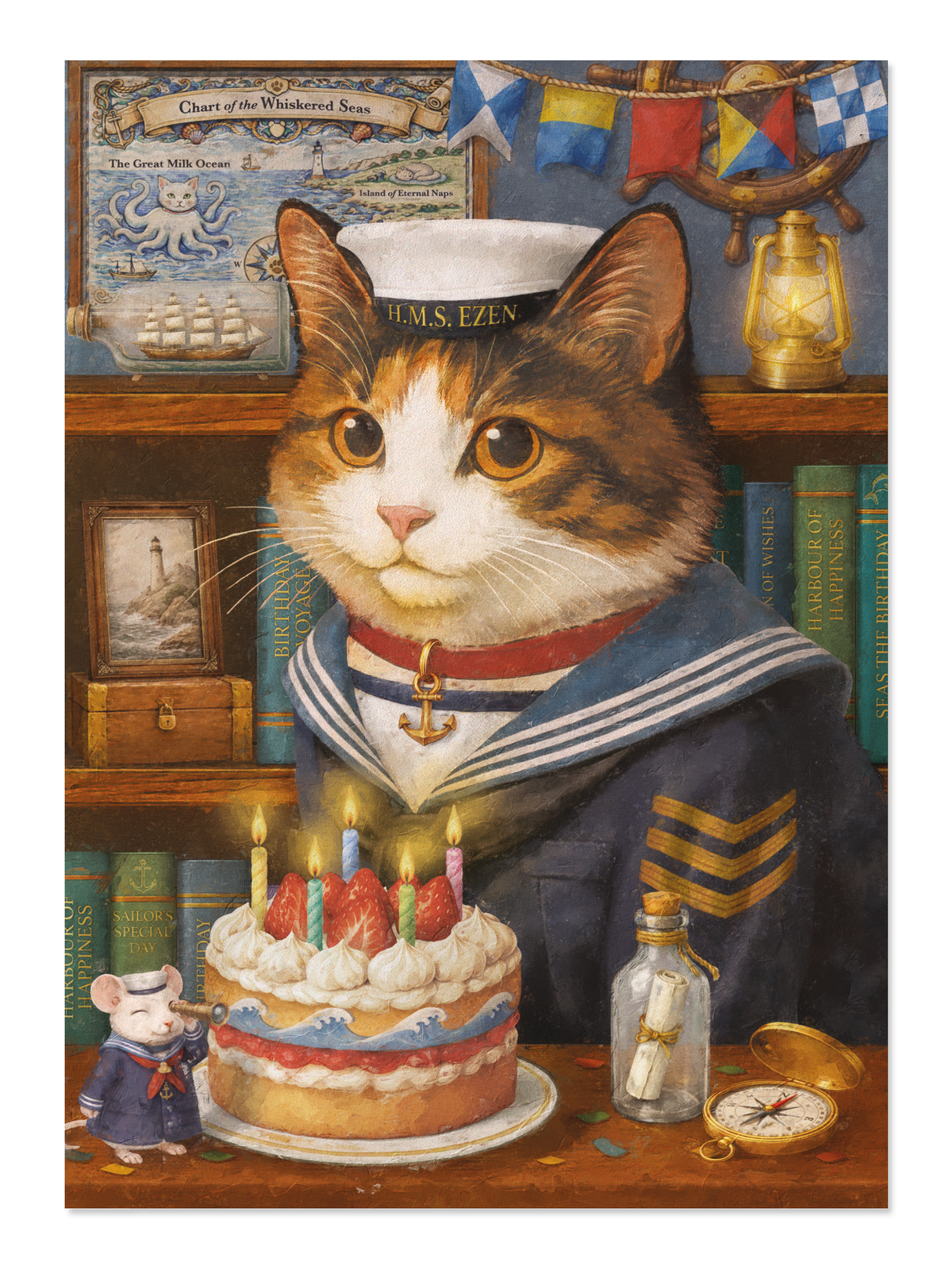 Ezen - British Sailor Birthday Classic Cat - Postcard - Front
