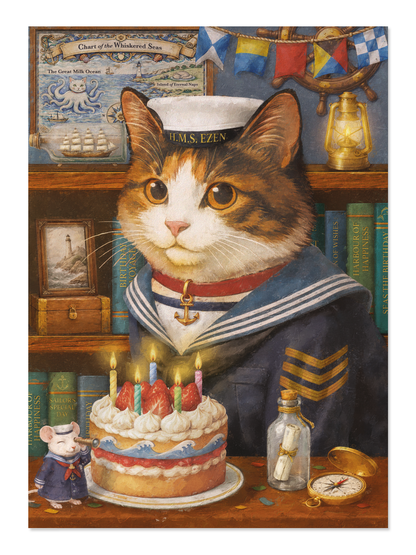 Ezen - British Sailor Birthday Classic Cat - Postcard - Front